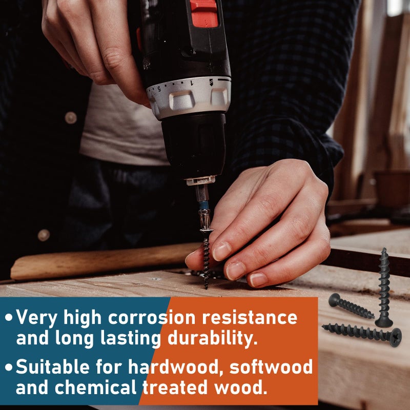 Yaocom # 10 x 1-1/2"" Collated Drywall Tapping Screws 335 Pcs Black Hardness Coarse Thread Wood Tapping Screws 2lb Bugle Head Laminating Phosphate Coated for Drywall, Wood and Furniture - Image 5